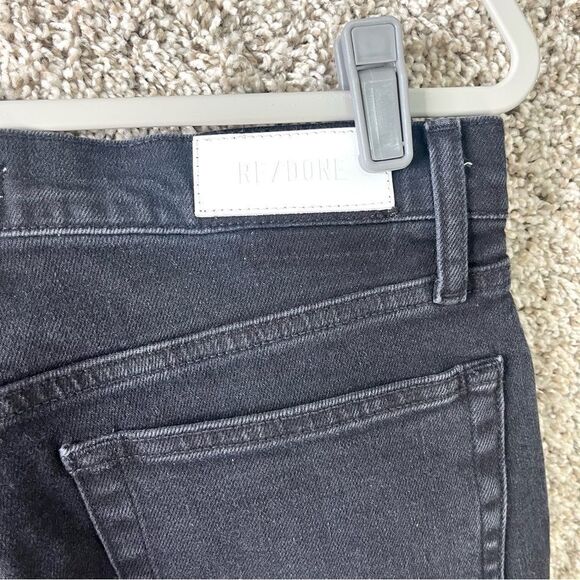 Re/Done Jeans Womens 30 90s High-Rise Black Denim Ankle Crop Frayed Raw Edge Hem - Picture 8 of 9
